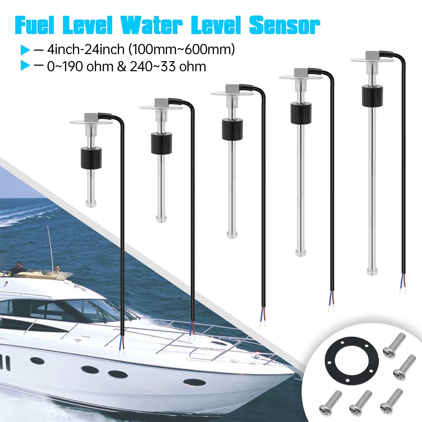 Red LED Digital 52mm 3In1 Gauge 0-190ohm Water Level Indicator+Sewage Level Gauge+Voltmeter for Water Waste Level Sensor Custom
