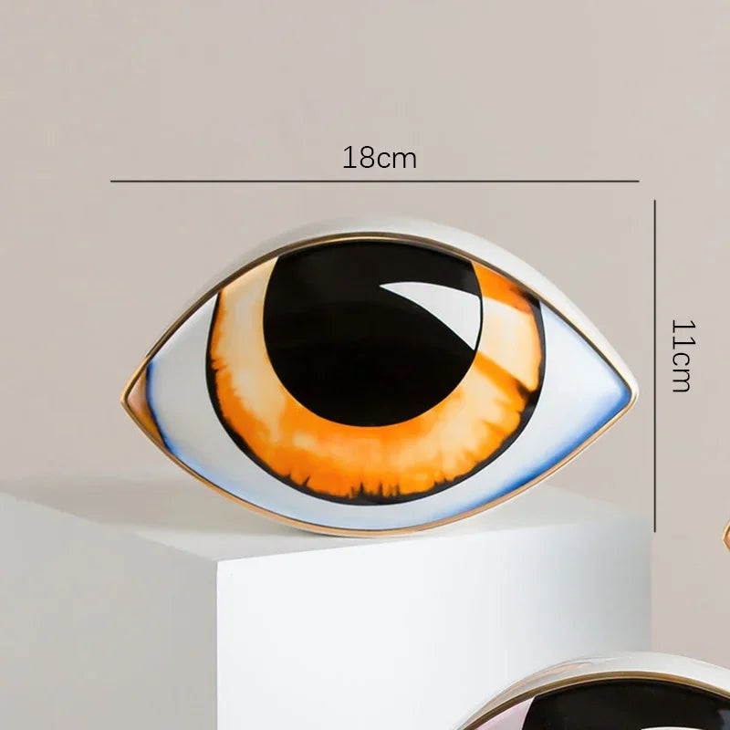 Creative Blue Evil Eye Statue Lucky Eye Figurines Decor Ceramic Crafts Desktop Ornaments Home Living Room Decoration Gifts