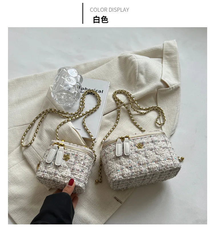 Women Shoulder Bags 2023 Popular Fashion Niche Crossbody Bag Wool Chain Small Square Bag Fashionable Purses and Handbags