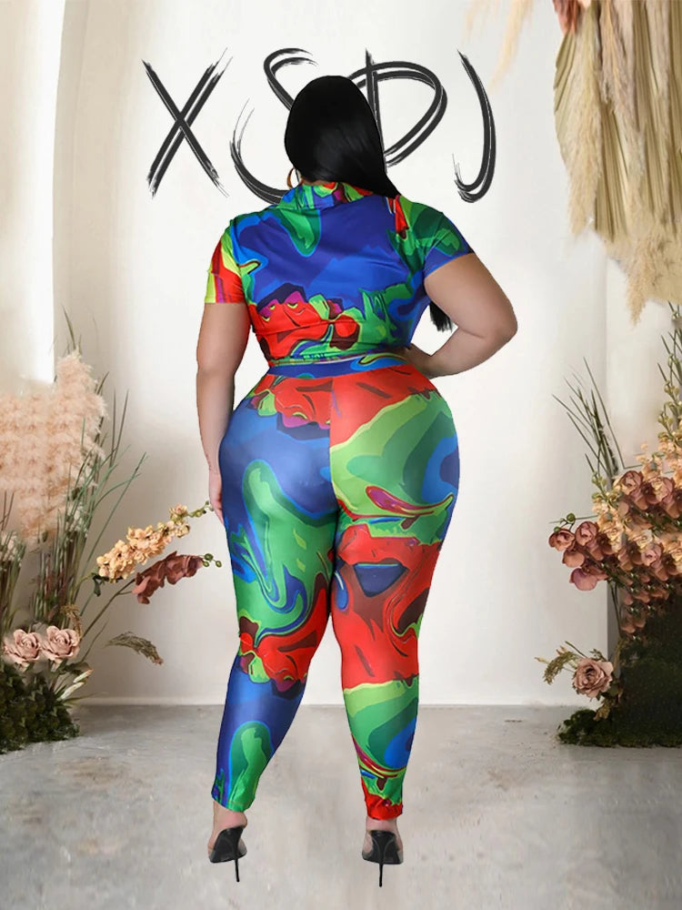 Summer Suit Ladies Satin Silk Top and Pants Sexy Plus Size 2 Piece Set Women Outfit Casual Elegant Wholesale Dropshipping