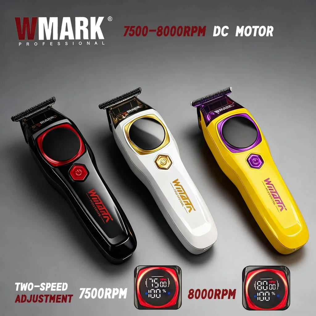 WMARK Hair Trimmer Professional Hair Clipper Adjustable Haircut Machine Cordless Barber DLC Blade LED Trimmer for Men NG-8204