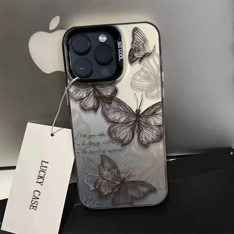 Butterfly Flower Phone Case For iPhone 16 15 14 13 12 11 17 Pro Max XS X XR 7 8 Plus SE 2020 16e 17 Air Shockproof Bumper Cover