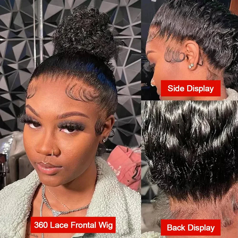Deep Wave 360 Lace Front Wigs Human Hair Curly HD Full Lace Front Wigs Human Hair Pre Plucked With Drawstring 180 Density 30Inch