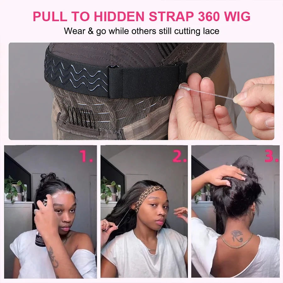 220 Density Body Wave HD 360 Full Lace Wigs Invisible Strap Drawstring 360 HD Lace Front Glueless Wigs Human Hair Preplucked
