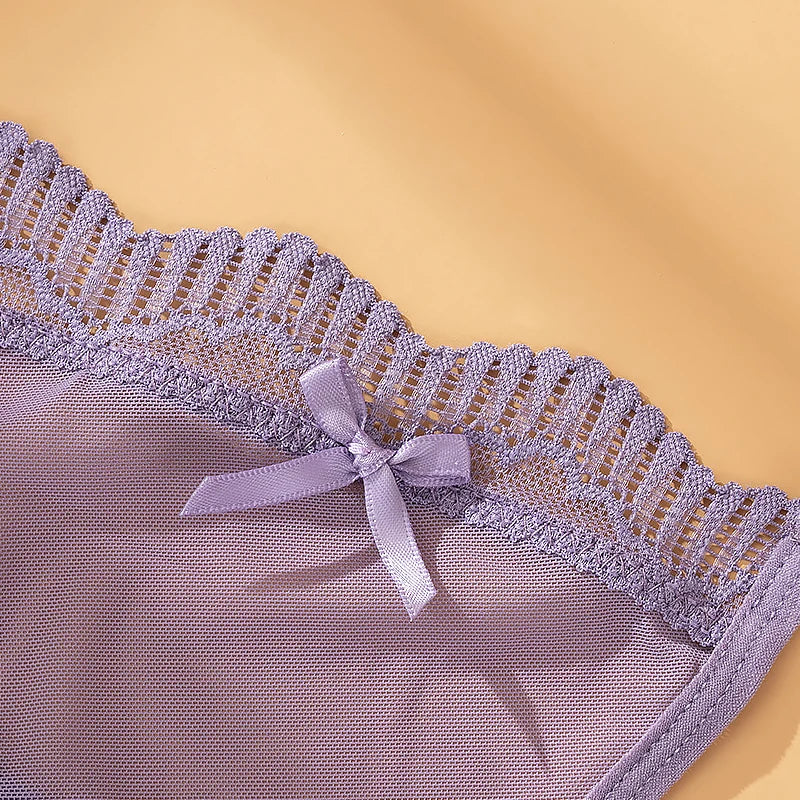 Women's Lace Mesh G-string Sexy Panties Low Waist Underwear Thongs Lingerie Femme Hollow Out Perspective Fashion Panties