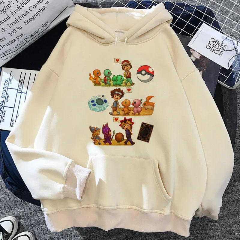 digimon hoodies men Korean style y2k aesthetic harajuku anime tracksuit Hooded Shirt man gothic clothes