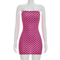 Sexy Strapless Backless Mini Dress Women Dot Print Party Club Y2K Clothes Bodycon Summer Off Shoulder Sleeveless Dresses Outfit