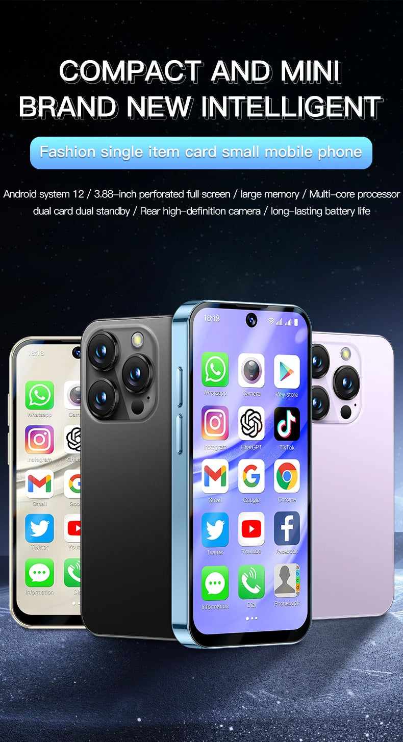 SERVO 19PRO 4G Network Mini Smartphone Android12 OS RAM 6GB ROM 128GB Play Store GPS OTG 3.88" Display 2 SIM Pocket Smart Phones