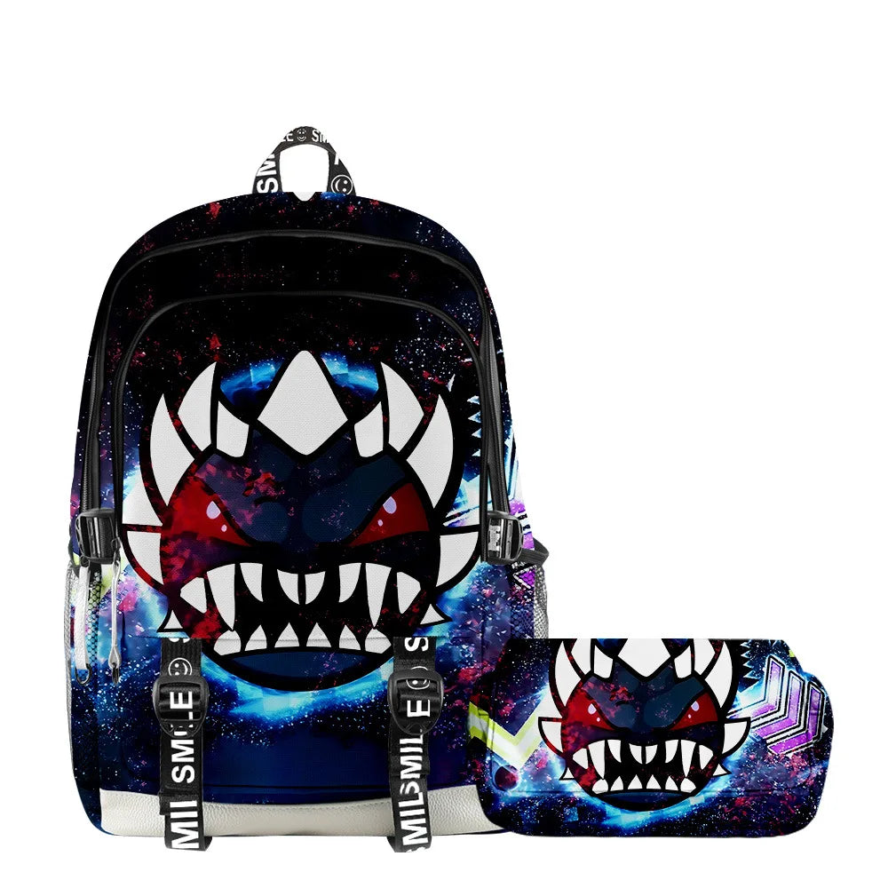 Classic Popular Geometry Dash Student School Bags Unisex 3D Printed Oxford Waterproof Notebook multifunction Travel Backpacks