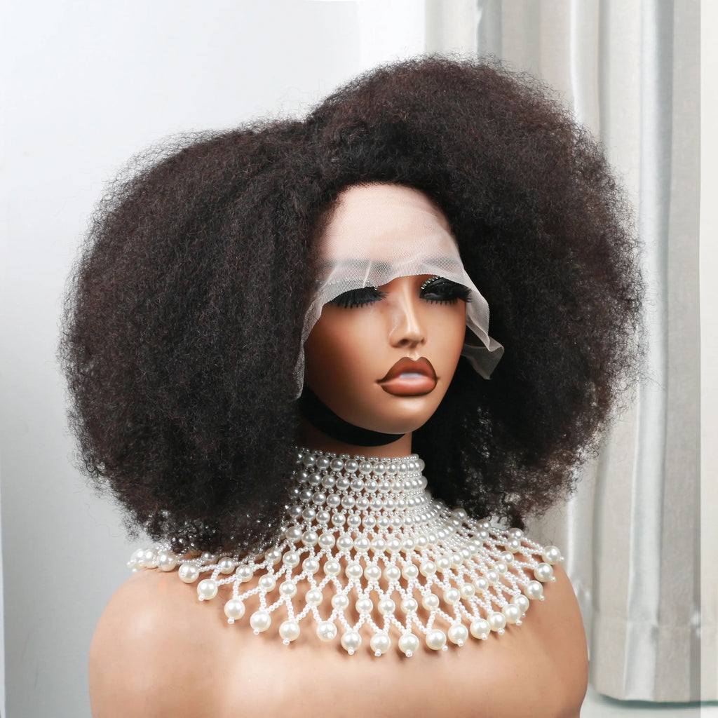 Afro Kinky Curly 13x4x2 T Part Lace Wigs Short Bob Wig 250 Density Human Hair Wigs Short Curly Afro Wigs for Woman