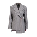 VGH Striped Printing Design Sense Chic Blazer For Women Notched Collar Long Sleeve Spliced Button Slimming Blazer Female Fashion