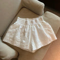 Lucyever Black White Jacquard Shorts Women 2022 Summer Elastic High Waist Pockets Wide Leg Shorts Woman Streetwear Half Pants