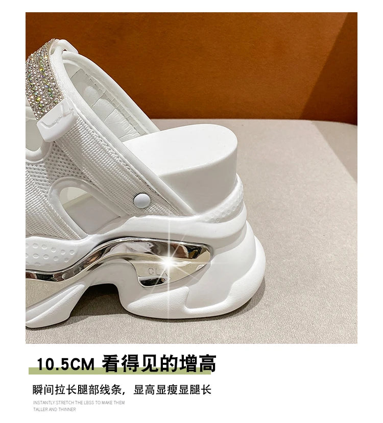 Summer Women Slippers Flip-Flops Ladies Beach Bling Chunky Shoes Wedge Heels Outside Sandals Woman High Platform Slippers 10.5CM