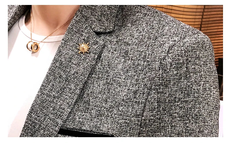 Men's Retro Casual Suit Jacket Blazers Business Formal Linen Suit Jacket High-quality Club Dress Formal Jacket Plus Size 4XL-M