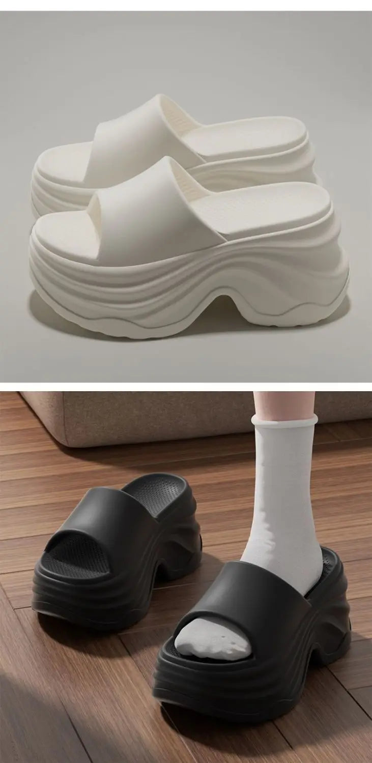 Chunky Platform Slippers for Women Summer 2026 Comfortable Wedge Heels Sandals Woman Solid Non Slip EVA Thick Sole Slides Shoes
