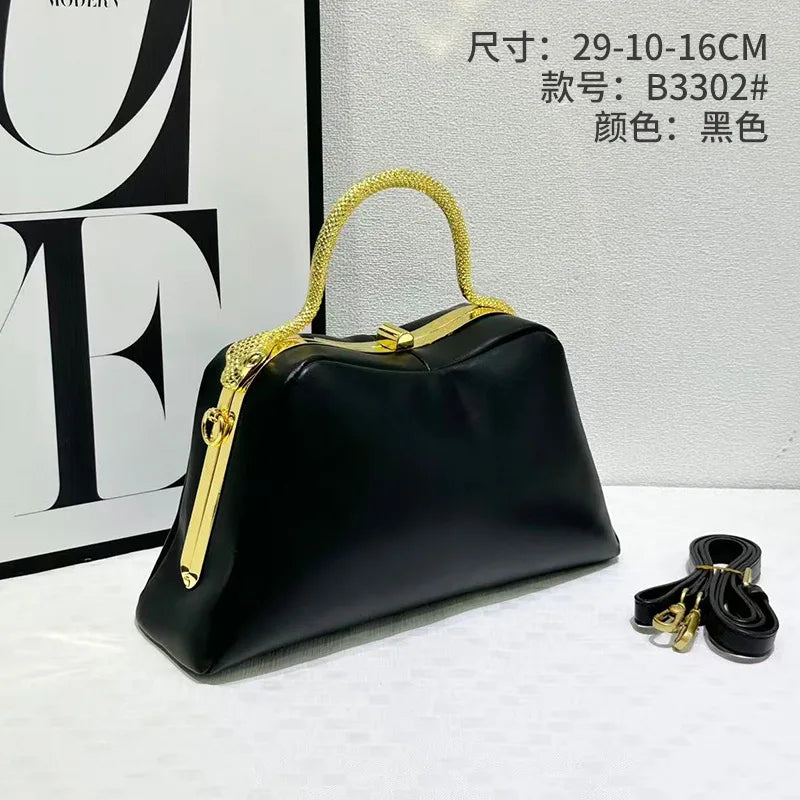 Luxury Designer Handbag for Women 2026 New Retro Commuter Clip Bag Ladies Crossbody Bag