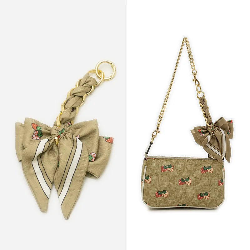 Womens Bag Extension Chain Bow Tie Bag Backpack Strap Hanging Chain Strap DIY Bag Chain Fashion Funny Black Color Simple Pendant