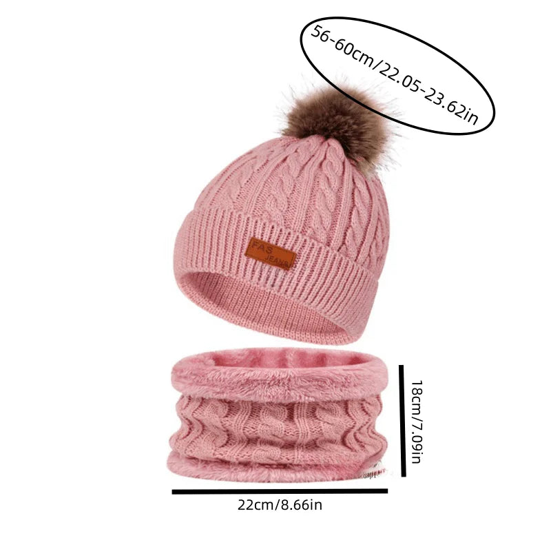 Warm & Soft Winter Fleece Knitted Hat Scarf Touch Screen Gloves 3Pcs Set Perfect Ear & Neck Warmer for Skiing Hat Outdoor Sports