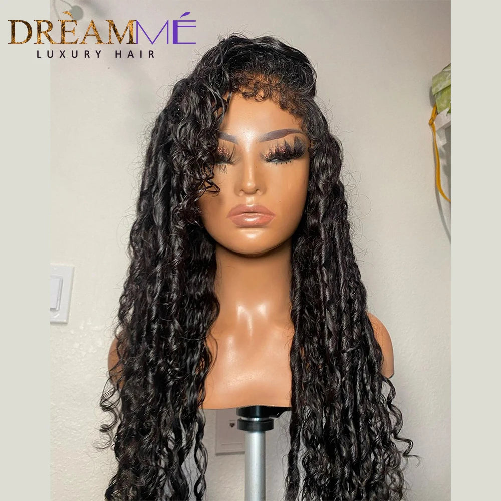 Deep Water Wave Curly Baby Hair Lace Wig Kinky Edges Lace Front Wig Human Hair PrePlucked 13x6 HD Transparent Lace Frontal Wig