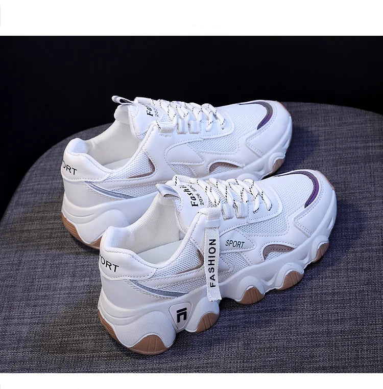 Zapatillas Mujer Sneakers Trendy Mesh Platform Sneakers Leather Shoes Breathable Socofy Casual Sports Shoes Women Flats 2023