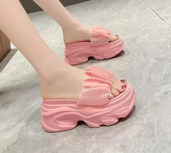 NEW Women Summer Chunky Sandal Platform Slipper 9CM High Heels Ladies Hollow Out Slides Beach Flip-Flop Woman Sandalias De Mujer
