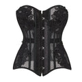 Women's Sexy Corsets and Bustiers Tops Plus Size Mesh Black Breathable Hollow Out Lingerie Corset Overbust Lace Up Corsets