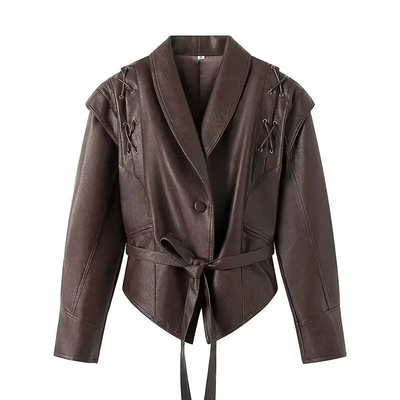 Oligai Spring Women's Casual Faux Leather Jacket Coat for 2025 Stunning PU Jacket Blouse for High Street
