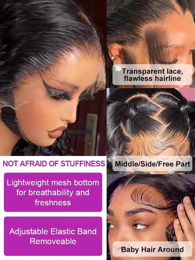 Lakeisha High Density Loose Wave HD 13x6 Lace Front Wigs Human Hair Black Raw Brazilian Deep Curly 40 Inch 13x4 Lace Frontal Wig