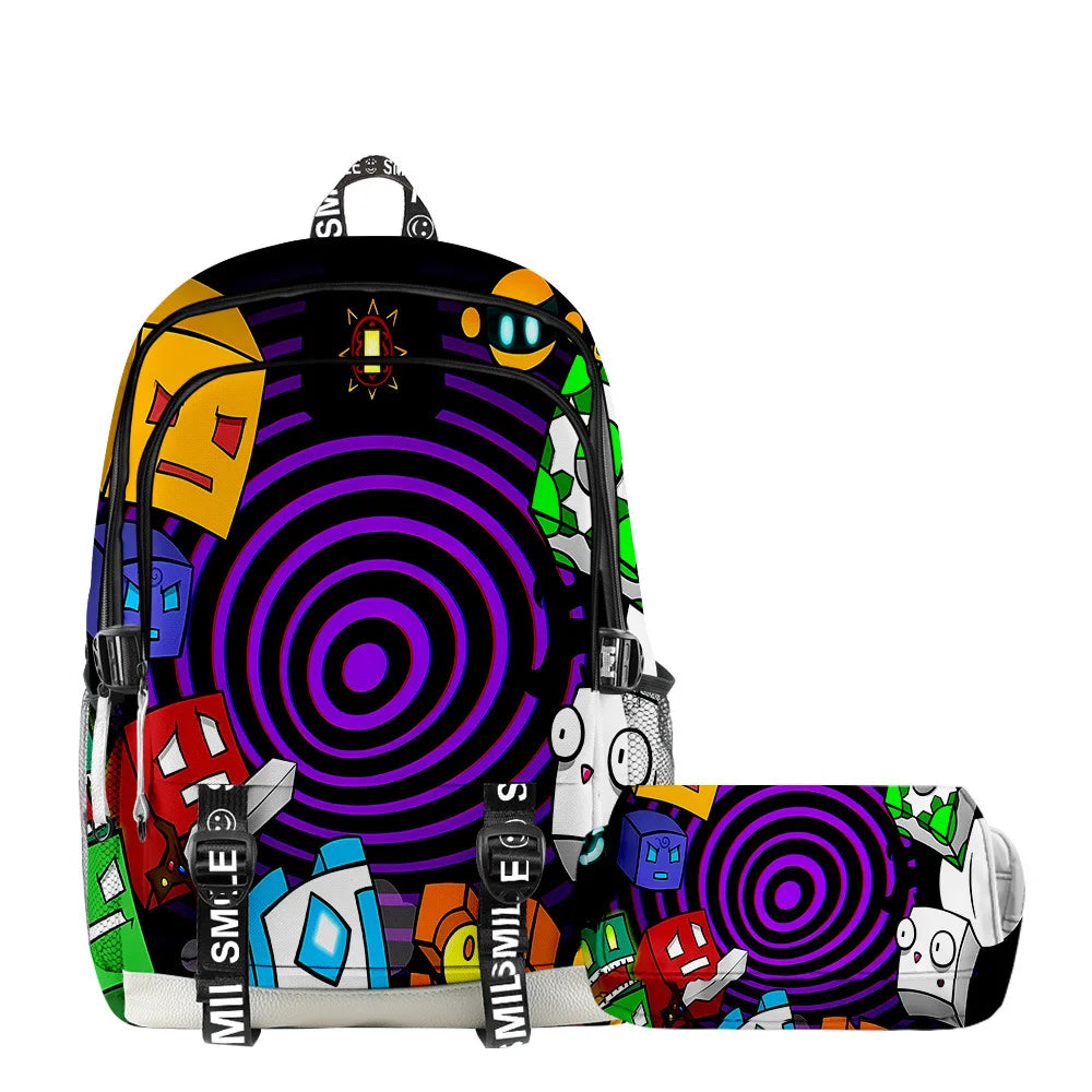 Classic Popular Geometry Dash Student School Bags Unisex 3D Printed Oxford Waterproof Notebook multifunction Travel Backpacks