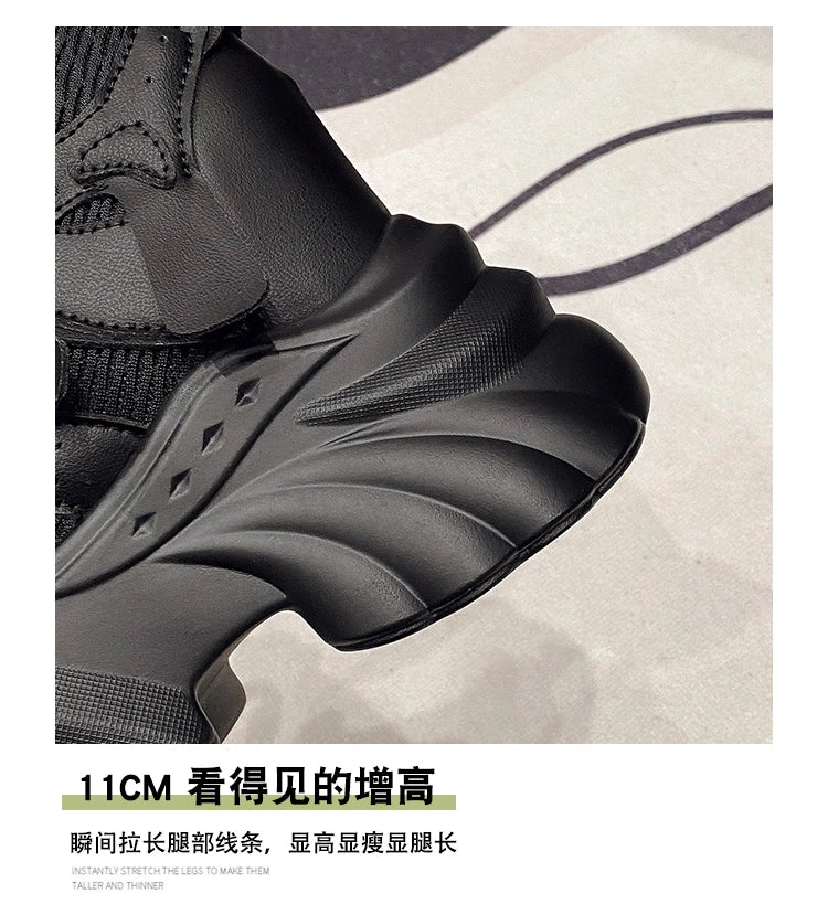 NEW Women Chunky Sneakers Internal 11CM High Platform Breathable Mesh Shoes Ladies Wedges Casual Shoes For Woman Sports Dad Shoe