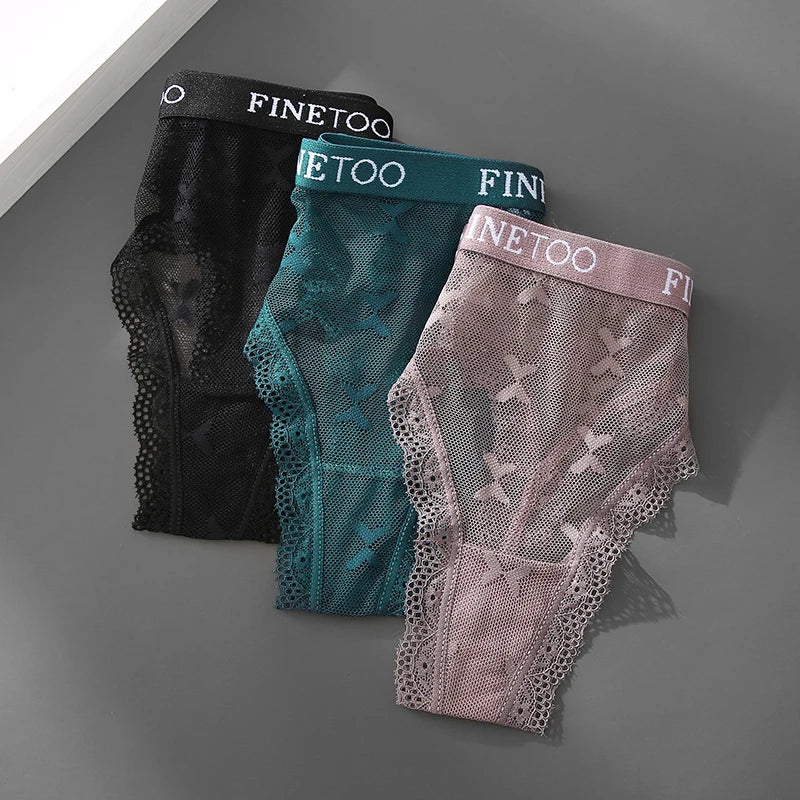 Sexy Lace Women's Thong FINETOO Perspective Thongs Women Panties Low Waist T-Back Female Underpants Soft Breathable Lingerie