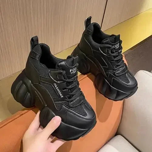 NEW Women Chunky Sneakers Internal 11CM High Platform Breathable Mesh Shoes Ladies Wedges Casual Shoes For Woman Sports Dad Shoe