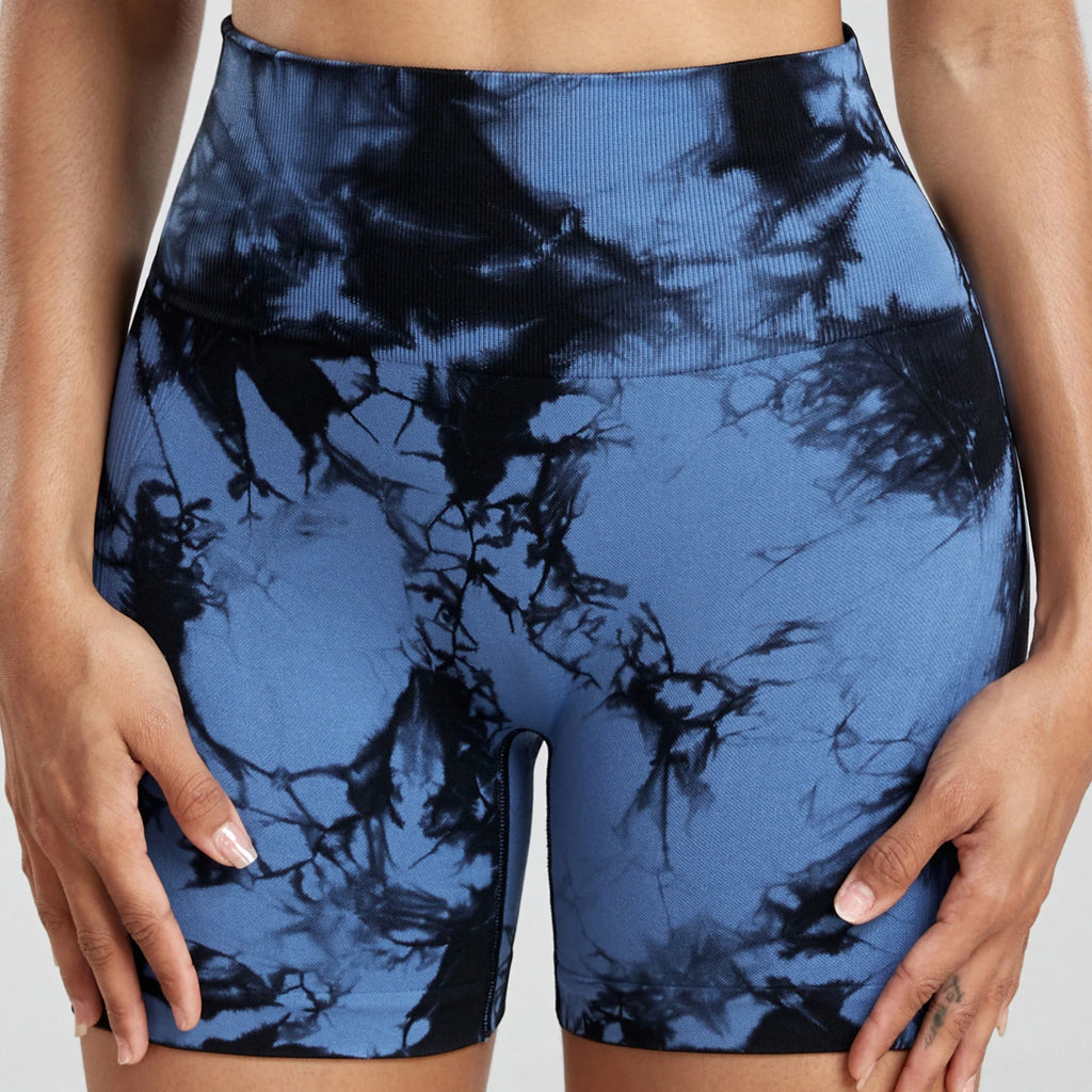 2/4Piece Tie Dye Sexy Push Up Shorts Woman Seamless Fitness Summer Athletic Shorts High Waist