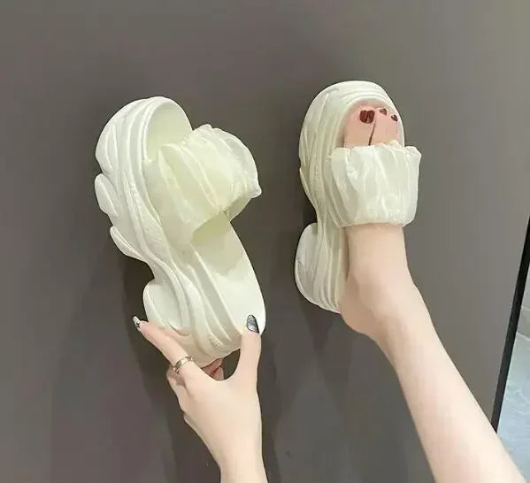 NEW Women Summer Chunky Sandal Platform Slipper 9CM High Heels Ladies Hollow Out Slides Beach Flip-Flop Woman Sandalias De Mujer