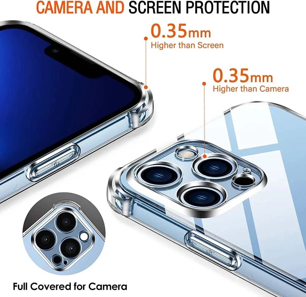 Luxury Shockproof Clear Phone Case For iPhone 17 16 15 13 12 11 14 Pro Max Mini XR XS 7 8 Plus Silicone Transparent Back Cover