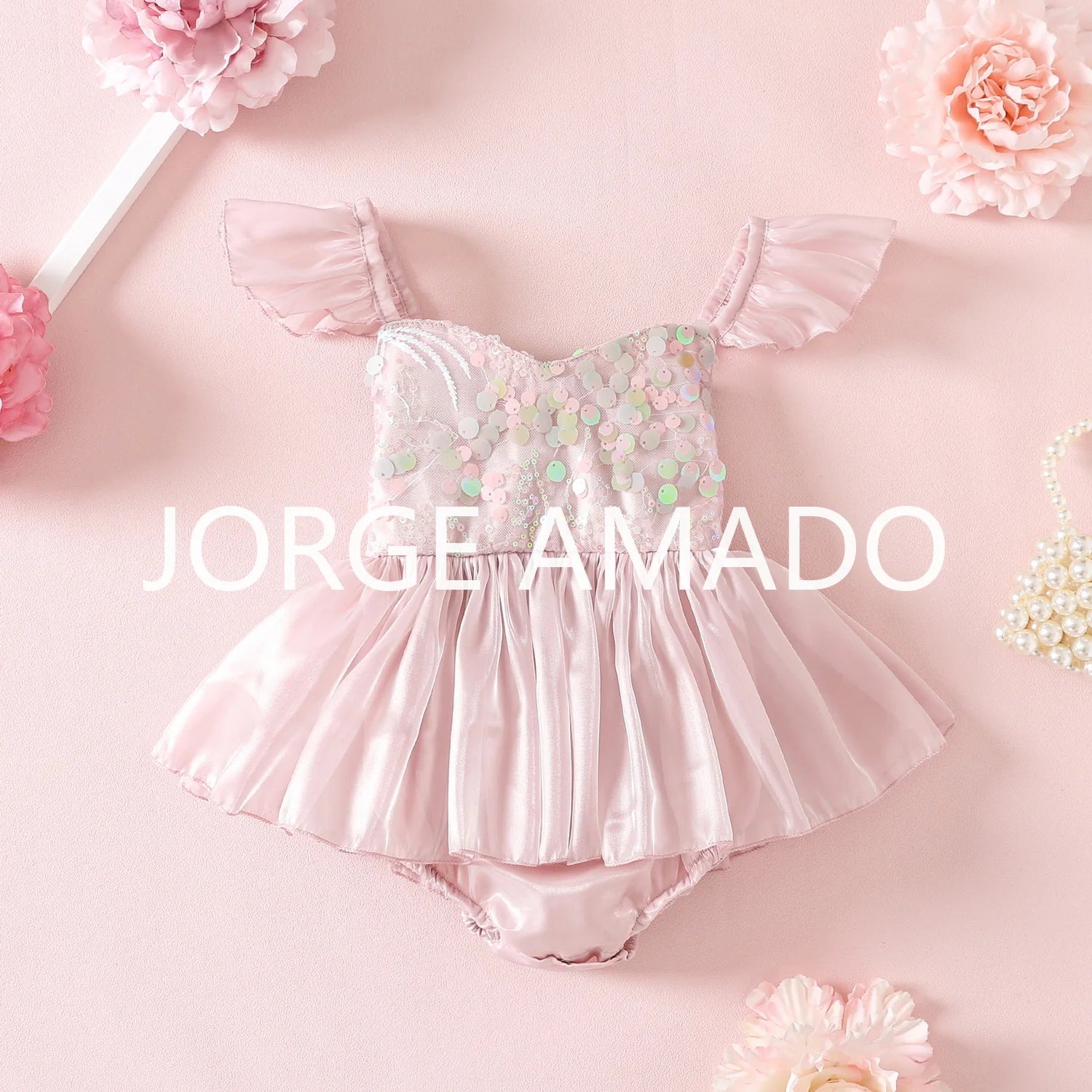 New Summer Bodysuit for Baby Girl Square Collar Sequined Large Bow Sleeveless Princess Jumpsuit Newborn Sweet Romper H1518