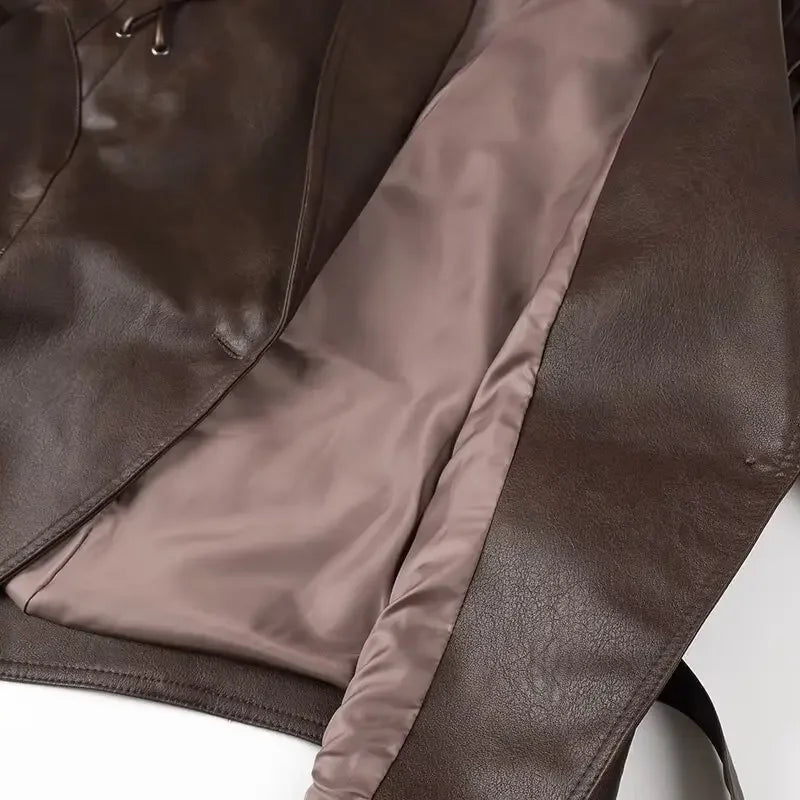 Oligai Spring Women's Casual Faux Leather Jacket Coat for 2025 Stunning PU Jacket Blouse for High Street