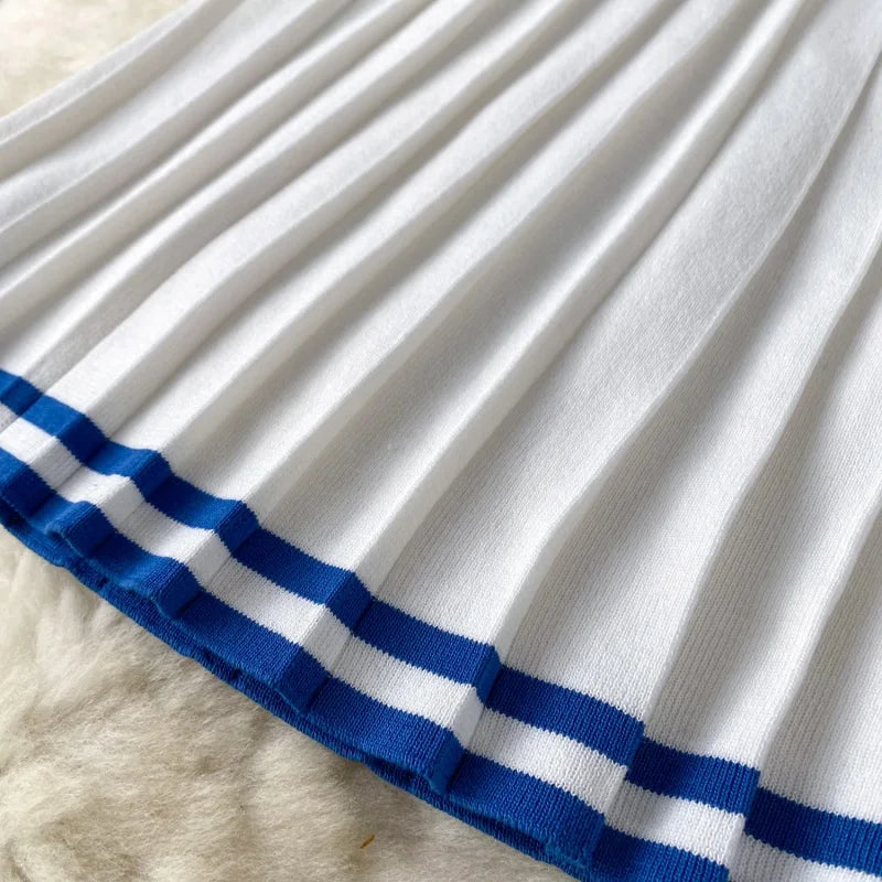 Fashion Knitting 2 Piece Sets Women Outfits Summer Clothing Women 2026 Polo-Neck Top Mini Skirt Suit Casual Knitted Dress Sets