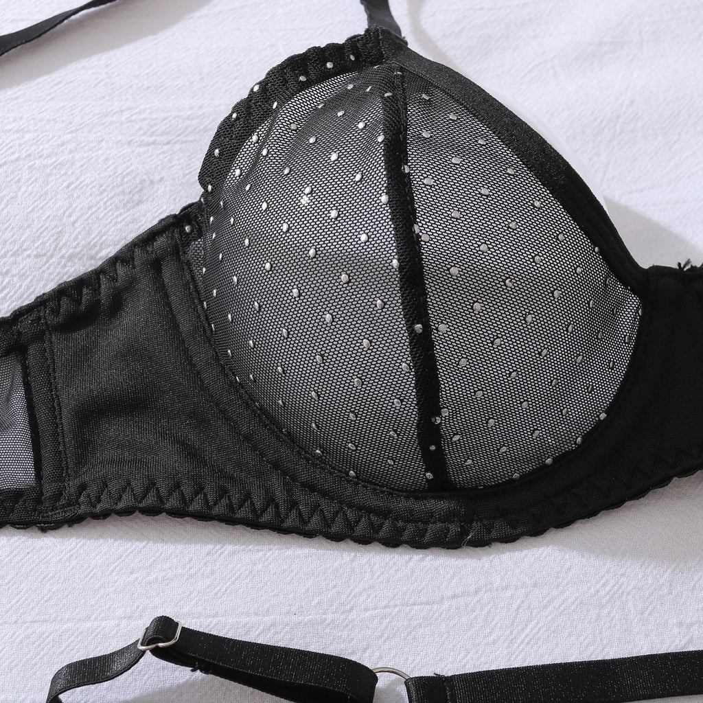 2025 New Product Complex Craftsmanship Bundle Hollow Body Shaping Comfortable Mesh Sexy Underwear Four Piece Set