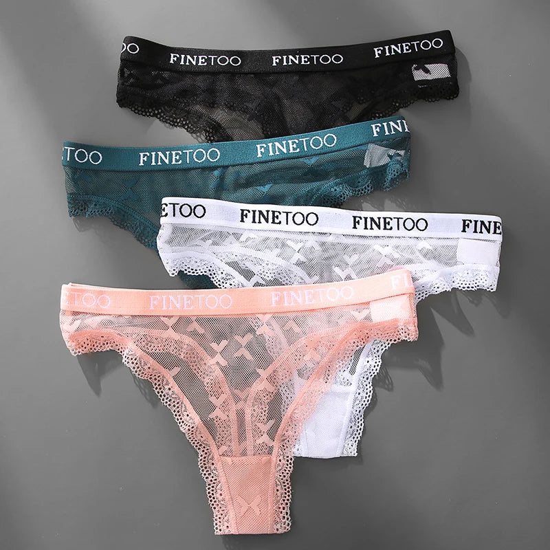 Sexy Lace Women's Thong FINETOO Perspective Thongs Women Panties Low Waist T-Back Female Underpants Soft Breathable Lingerie