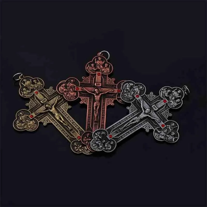 Religious Crucifix Christian Jewelry Cross Pendant Saint Benedict Cross Pattern Pendant Pendant Necklace.120*90mm