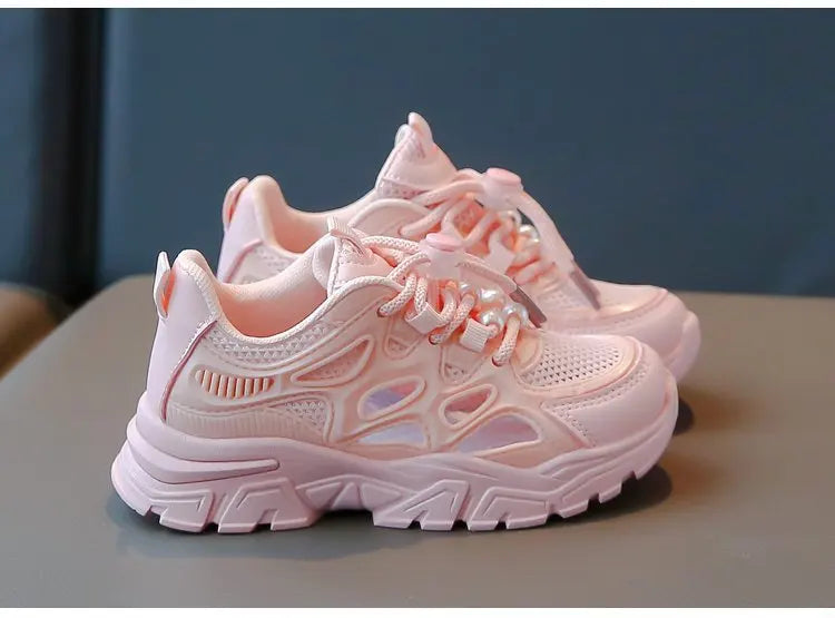 Children Mesh Casual Shoes Girls Summer White Chunky Dad Sneakers Kids Toddler Lightweight Non Slip Summer Comfort Shoes