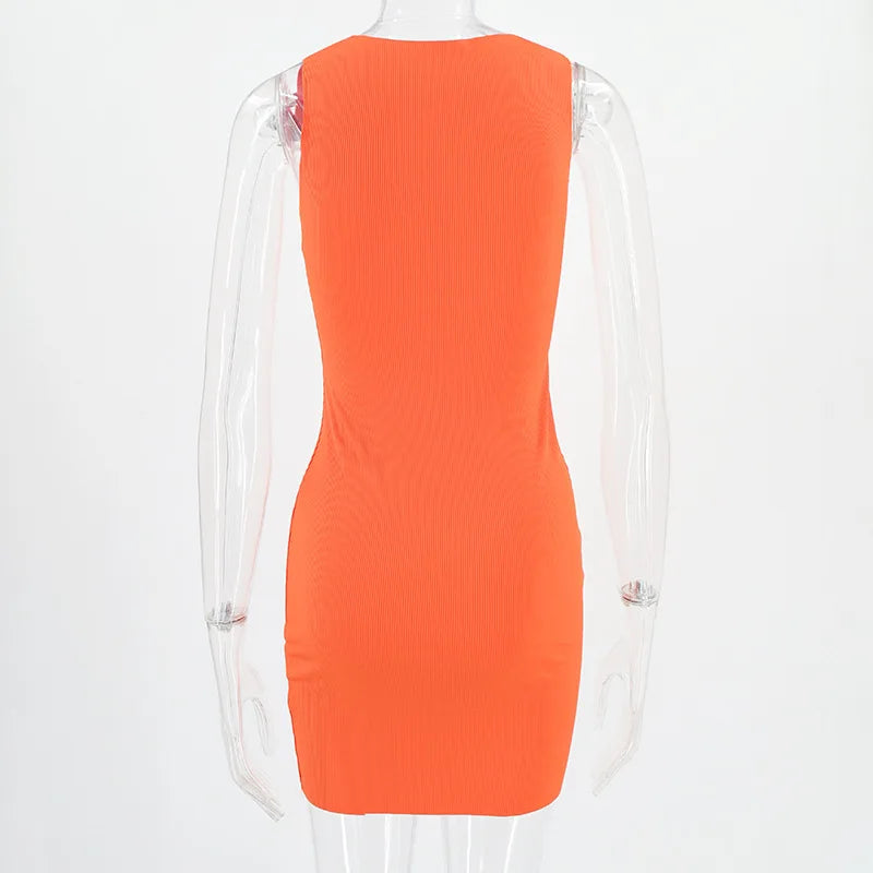 Sleeveless Bodycon Mini Dress Woman Slim Fashion Sexy Solid Vintage Party Evening Beach Kpop Cheap Clothes Short Dresses Women