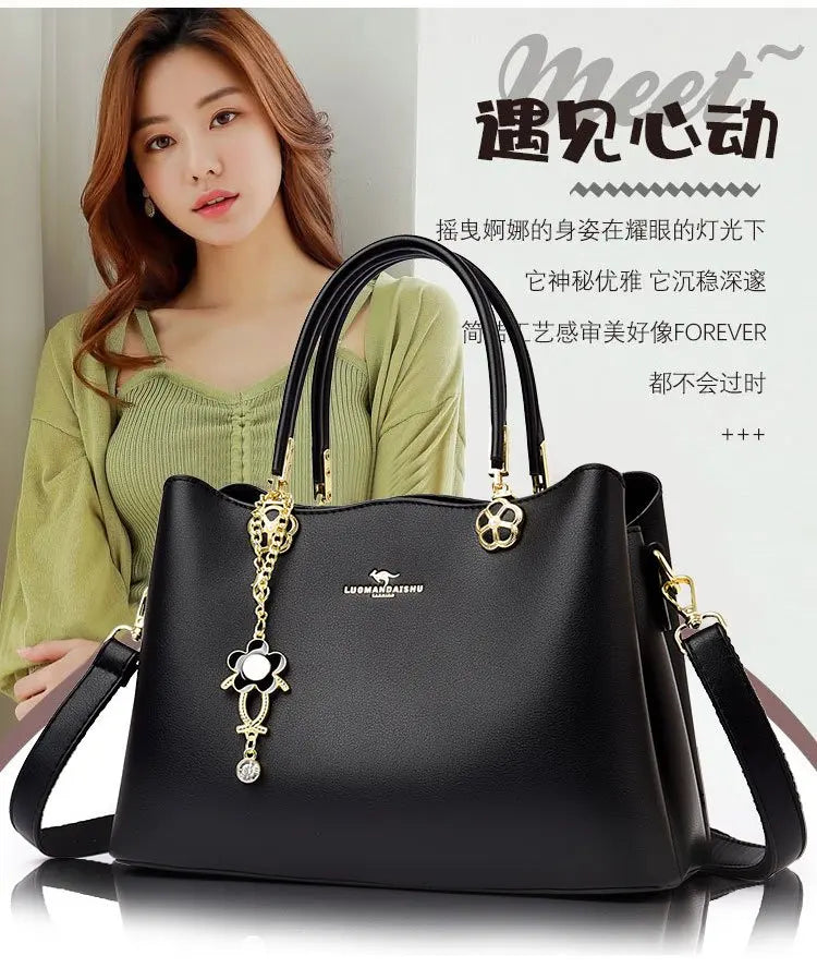 Unique Solid Color Retro Diaper Bag Luxury Crossbody Handbag For Women Chic Leather Shoulder Tote Purse