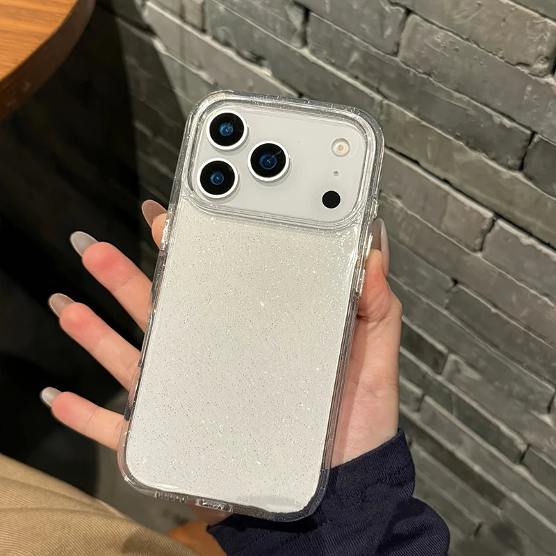 Luxury Fashion Bling Glitter Transparent Phone Case For iPhone 17 Pro Max 16 15 14 13 12 11 XS X XR 7 8 16 Plus 16E 17 Air Cover