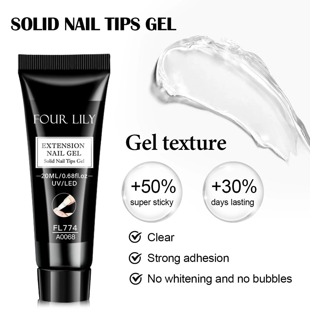 20ml Solid Nail Nail Tips Gel for Press On Nails, Adhesive 3 in 1 Nail Gel for Fake Nails, Super Strong Acrylic Nail Gel