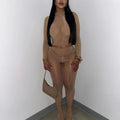 Sexy Women 2 Piece Set Stretchy Shiny See-through Crop Top and Skinny Pants Suits Female Night Clubwear Outfits