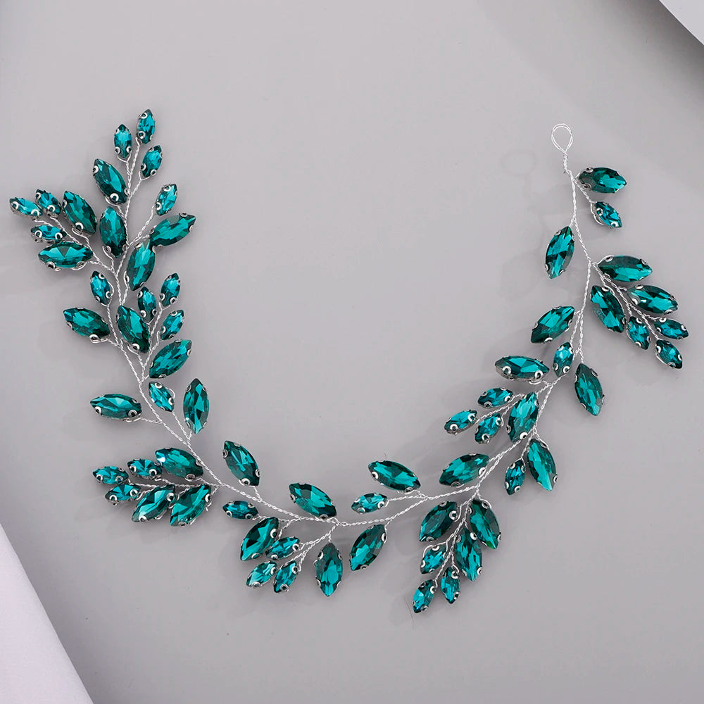 Gold Wedding Head Jewelry Red Bridesmaid Headpieces Blue Handmade Rhinestone Headband Bridal Hair Accessories Tiaras For Women
