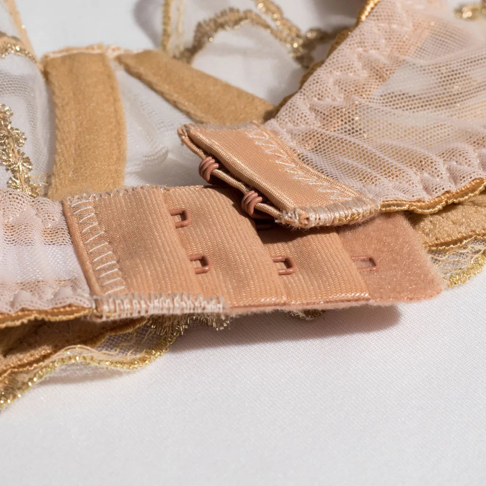 Diccvicc Elegant Lace Lingerie See Through Embroidery Floral Women Underwear 3 Pieces Bra Garter Set Sexy Outfit Intimate Kits