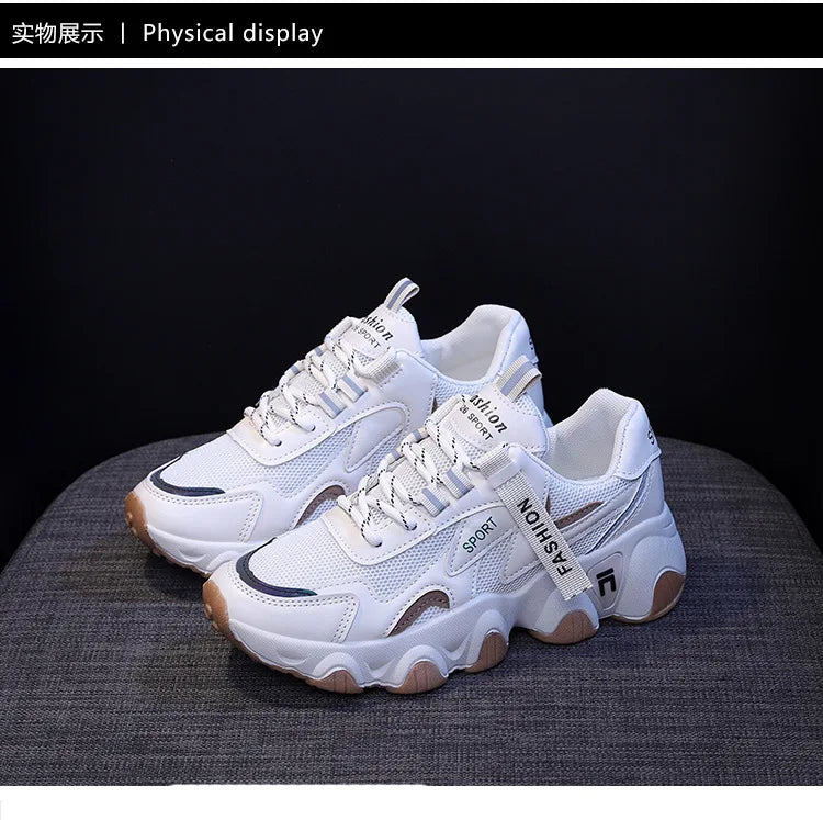 Zapatillas Mujer Sneakers Trendy Mesh Platform Sneakers Leather Shoes Breathable Socofy Casual Sports Shoes Women Flats 2023